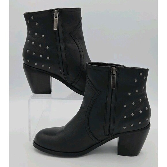 Harley-Davidson Womens Size 6.5M Angela Ankle Boots Black Leather Studded D83687 - Picture 2 of 10